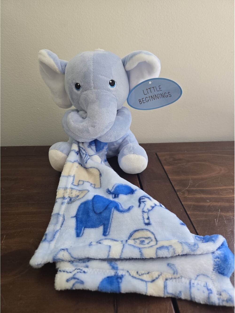 Little Beginnings Blue Elephant Plush Lovey Animals Baby Security Blanket